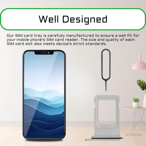 iPhone 11 Silver SIM Card Tray Holder Replacement Single SIM Version with Waterproof Rubber Ring Repair Tool Kit A2111
