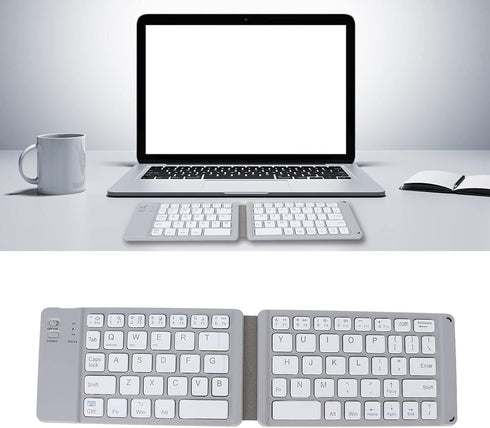 PUSOKEI Foldable Keyboard, Portable BT3.0 Fast Typing Silent Mini Keyboard with 120mAh Battery