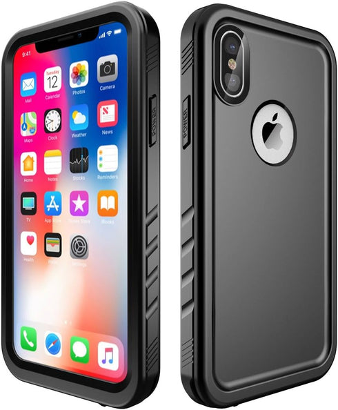 SPORTLINK Waterproof Case for iPhone X/iPhone Xs, Shockproof Snowproof Clear Slim Design (Black)