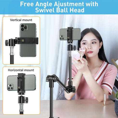 KDD 22 Inch C922 C930e C920S C920 C960 4K, 8 7 6 5 Webcam Stand Camera Mount with Phone Holder, Foldable Flexible