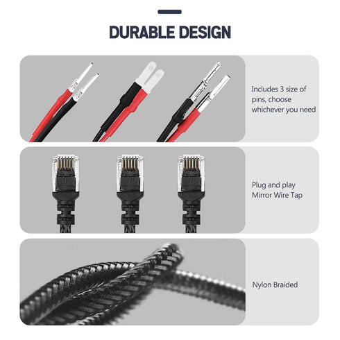 Xislet 16.5" Radar Detector Hardwire Power Cord, Mirror Wire Plug Tap for Escort Valentine One, Set of 3