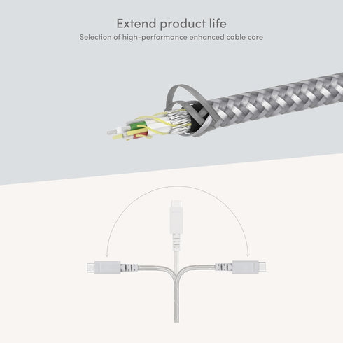 Moshi Integra USB-C to C Cable, Gray, 240W/480Mbps, 2.0M