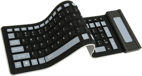 Silicone Keyboard, Foldable Soft Waterproof Rollup Keyboard for PC Laptop Notebook, 103 Keys, Mute Typing, Lightweight