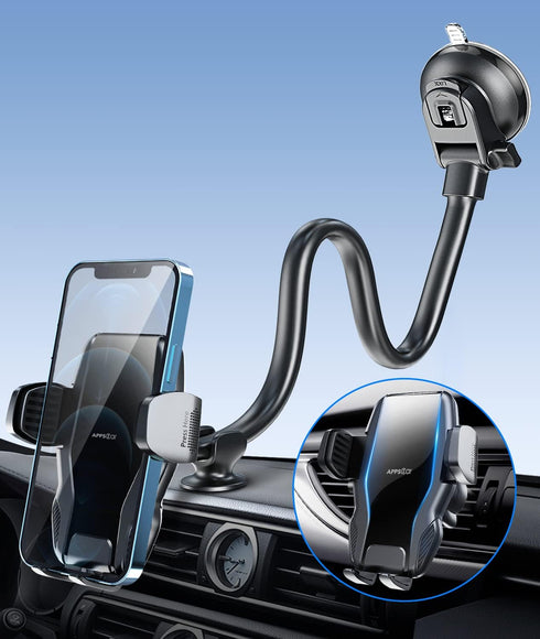 APPS2Car Phone Holder for Car Windshield/Dashboard, Cell Phone Mount for iPhone, Samsung, Google, LG and More