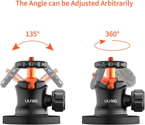 UURIG BH07 Magnetic Camera Mount with 360° Ball Head, Magnetic Base Stand for GoPro, Action Cameras