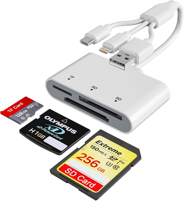 Bawanfa Plus SD Card Reader for iPhone with USB-C & Lightning - 3-in-1 SD