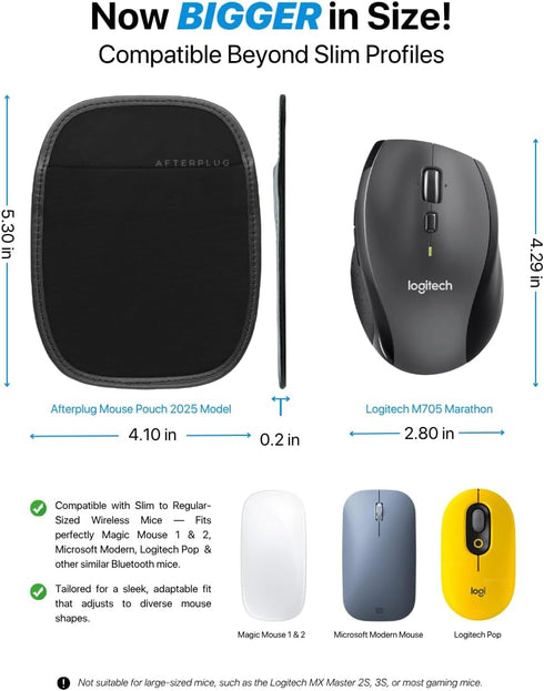 Afterplug 1 2, Stick-On Mouse Holder for Laptop, Adhesive Storage Pouch Compatible with Logitech Anywhere, Pebble