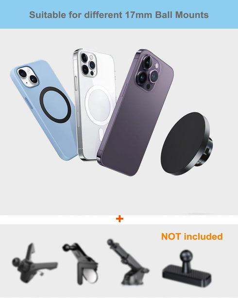 QZAPZU 12-17 18xN52 17mm/0.67inch Aluminum Alloy Magnetic Ball Mount Head for Magsafe iPhone Series, Magnets, Matte
