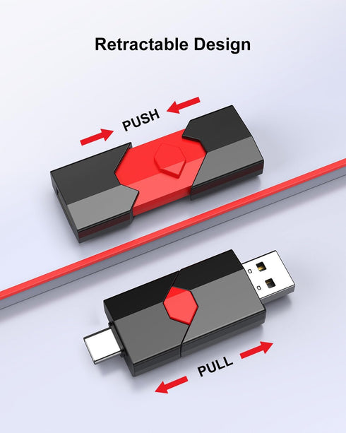 Aiibe 128GB 128GB 15/16 USB C Flash Drive Dual Type C + USB A Jump Drive Push-Pull Thumb Drive for iPhone Smartphone