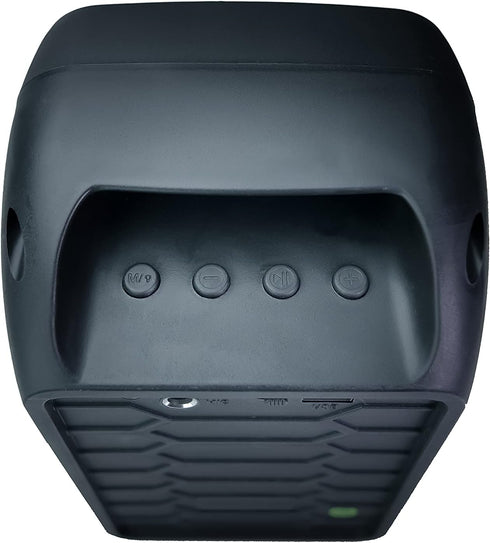 QFX BT-60-RD 4" Bluetooth Speaker with Microphone, AUX, USB Inputs, LED Party Lights, Rechargeable Portable