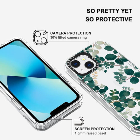 MOSNOVO iPhone 13 Case, Eucalyptus Design with 6.6ft Military-Grade Drop Protection & Anti Peel Off Tech