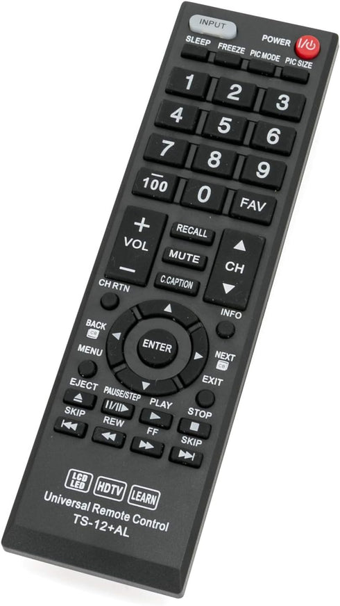 New TS-12+AL Universal Remote Control for Toshiba TV, Fits CT-90275, CT-90326, CT-90302, CT-90366, CT-90325, CT-90329,