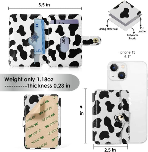 M-Plateau Phone Card Holder, Stick On Leather Phone Wallet with Snap Closure for iPhone 14 Case and Most Smartphones