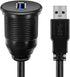 USB 3.0 Male to Female AUX Flush Mount Car Extension Cable, 6 Feet, Black