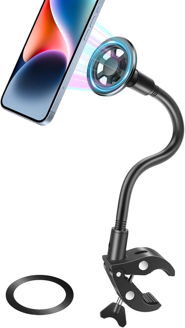 EEEKit Magnetic Gooseneck Phone Holder, Motorcycle Handlebar Mount, Compatible with iPhone MagSafe and
