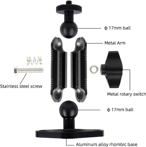 xik 1/4"-20 360 Metal Mount with Drill Plate Base for Monitors, Action CameraCCTV Cameras, Camcorders, Rotation