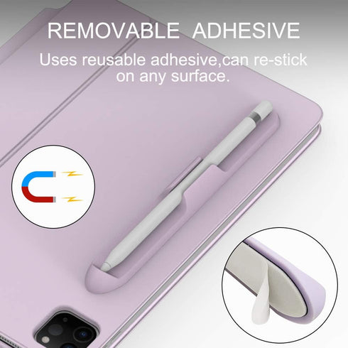 LOVE MEI Removable Silicone Holder for Apple Pencil 1st/2nd Generation, Strong Adhesive Magnetic Attach (Purple)