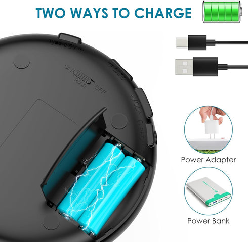 Gueray Portable CD Player with Bluetooth, Anti-Skip Protection, LCD Display, Headphones, AUX Cable