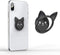 Ultra-Thin Cute Cat Metal Phone Ring Holder, 360° Rotation Kickstand for Magnetic Car Mount (Black)