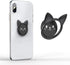 Ultra-Thin Cute Cat Metal Phone Ring Holder, 360° Rotation Kickstand for Magnetic Car Mount (Black)