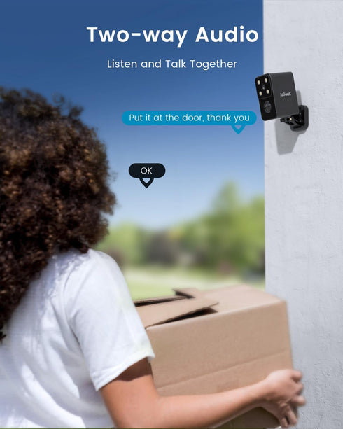 ieGeek 180, 2K 2-Way Talk,IP66 Outdoor Camera Wireless Home Security Cameras Pan Rotating Battery Powered WiFi Security