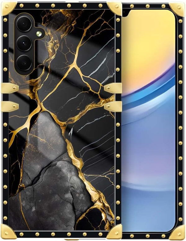 DAIZAG Black Gold Natural Marble Pattern Case for Samsung Galaxy A15, Soft Shockproof Cover for Girls Women