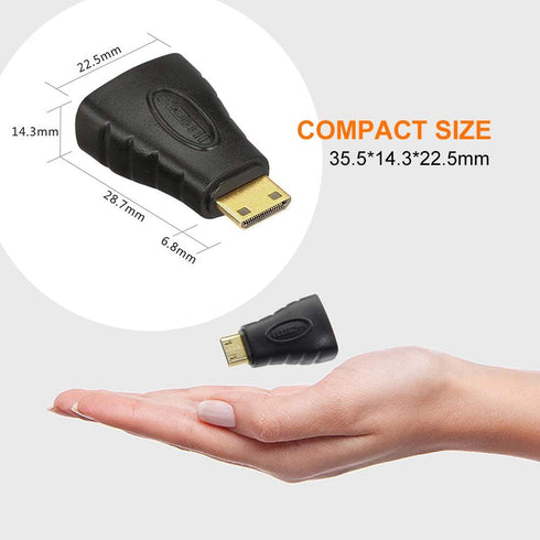 VCE 2-Pack HDMI Adapter, Mini HDMI to HDMI, 4K Support, Gold Plated, Compatible with Raspberry Pi, Camera, DSLR