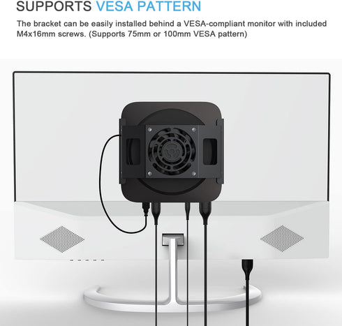 IFCASE Mac Mini Cooling Fan Mount, Wall Mount Cooling Fan Stand for Mac Mini 2010 to 2023 M2, Anti-Scratch Pad (Black)