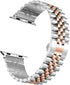 Wolait Compatible with Apple Watch Ultra 2 Band 49mm 46mm 45mm 44mm 42mm, Silver/Rose Gold Stainless Steel Heavy Band
