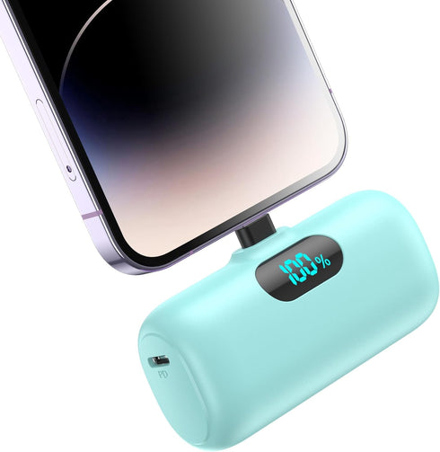 HETP Mini Portable Charger for iPhone,5000mAh PD Fast Charging Battery Pack,LCD Display Cute