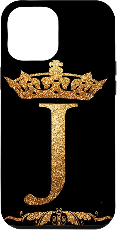 Crown iPhone 15 Pro Max Case - Letter J Mobile Cover, Stylish Initial J Design, Perfect Protection for Your Phone.