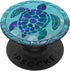 Teal Blue Purple Turtle and Geometric Design on Light Blue PopSockets Standard PopGrip