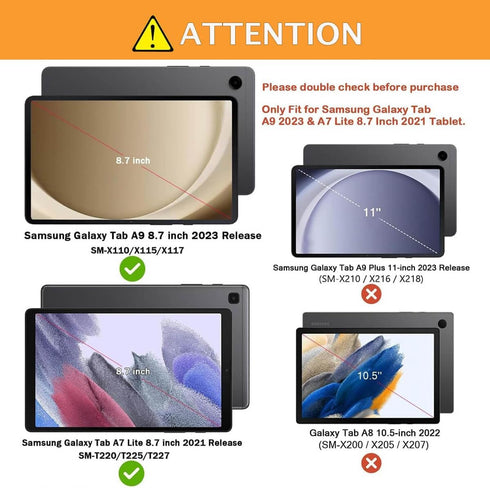 Kids Case for Samsung Galaxy Tab A9 8.7 Inch 2023 & Galaxy Tab A7 Lite 8.7 Inch 2021, Shockproof Handle Stand Cover