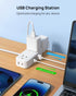 TROND Travel Power Strip with USB Ports, 5ft Flat Plug Extension Cord, Small Wall Mount Extender Adapter for Office
