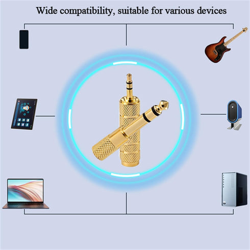 Headphone Adapter 6.35mm Male to 3.5mm Female Stereo Audio Aux Adapter 1/8 Inch to 1/4 Inch Headphone Jack Adapter for Guitar Amplifier, Headphone, 2 Pack