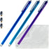 3-Pack 7.3’’ Fine Micro-Knit Mesh Tip Stylus Pens for Touch Screens, Extra Long with Cleaning Cloth (Purple, Blue, Sky