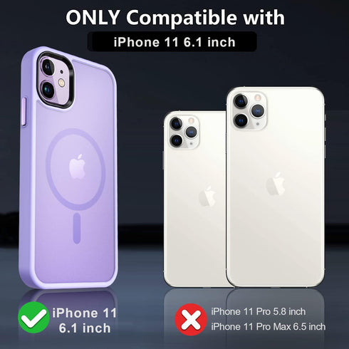 MOCCA Magnetic iPhone 11 Case, Slim Thin Shockproof Cover with Glass Screen Protector - Light Purple