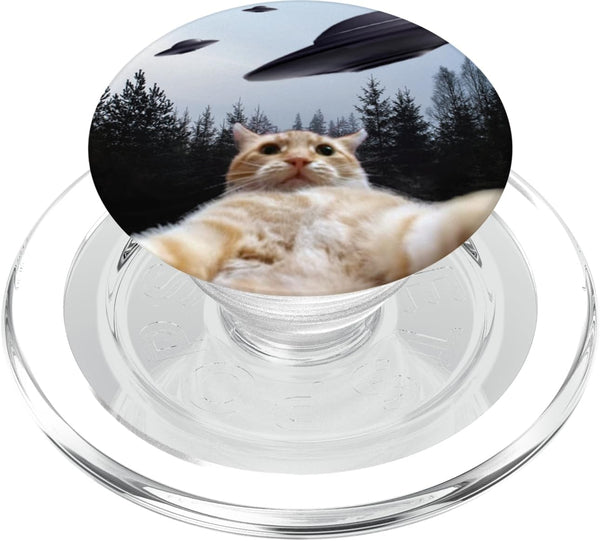 UFO Funny Cat Alien PopSockets PopGrip for MagSafe