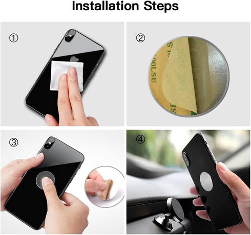 SALEX 8 Pack Replacement Metal Plates Set for Magnetic Car Mount, Wall, Phone Holder, Large Silver Iron Discs with 3M
