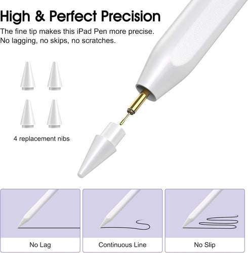 Stylus Pen for iPad with Palm Rejection, Tilt Sensitivity, Fast Charging, Compatible with 2018 or Later iPad Models
