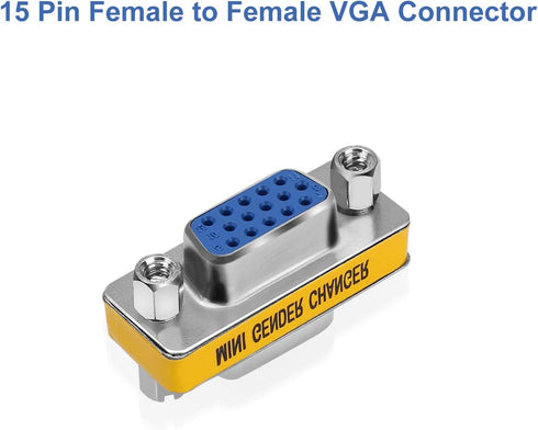 ENUODA VGA Coupler 2 Pack, VGA SVGA Connector 15 Pin Female to Female Mini Gender Changer Adapter