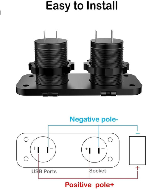 Jtron 1-Socket Cigarette Lighter Power Adapter DC Outlet Splitter, 2.1A Waterproof Dual USB Slot Socket for RV Car Boat