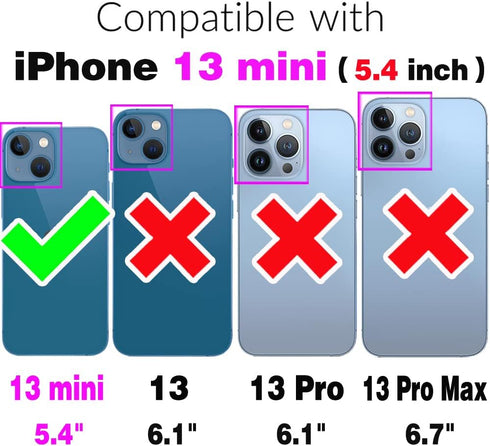 Asuwish Phone Case for iPhone 13 Mini 5.4 inch Wallet Cover with Screen Protector and Zipper Card Holder Slot Stand Leather Cell iPhone13mini i-Phone 13minicase i iPhone13 13mini Women Men Mint Green