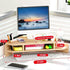 Triangle Monitor Stand Riser, Cut Triangle Desktop Corner Shelf with Drawers, Wooden Computer Stand with Storage for