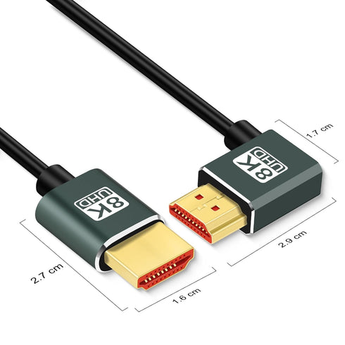 8K 2.1 90 3.3FT, 4K@120Hz 8K@60Hz TV/HDTV/PS5/Blu-ray Thsucords Ultra Thin HDMI Degree Right Angle Cable Flexible Slim