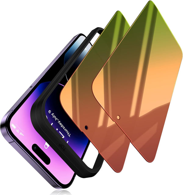 (2 Pack) Compatible with iPhone 14 Pro Max Privacy Screen Protector 6.7 Inch, Mirror Anti Spy Tempered Glass with Easy