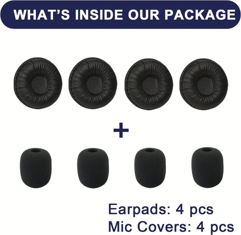 Ear Cushions for Plantronics Headset Replacement, Compatible with HW251N HW261N HW510 HW520 Blackwire (4 Pack)
