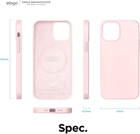 elago Magnetic Silicone Case for iPhone 12/12 Pro, Lovely Pink, Built-in Magnets, Compatible with MagSafe Accessories