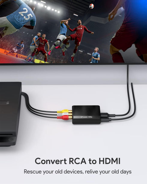 WENTER RCA to HDMI Converter, 1080P AV to HDMI Mini Composite CVBS Audio Video Adapter for VCR, Xbox, PS3, TV, PC