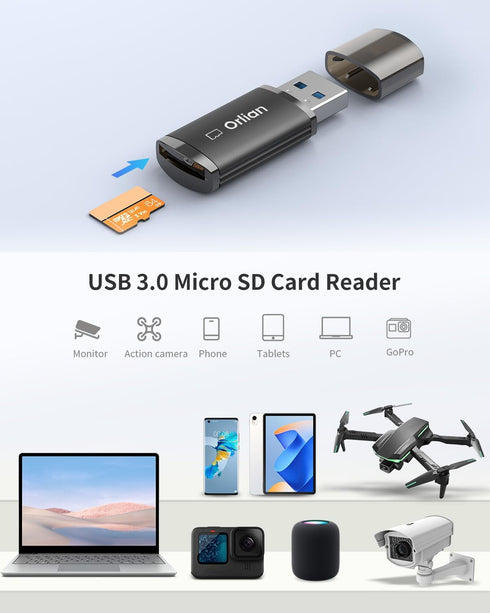 USB 3.0 Micro SD Card Reader for MicroSD, MicroSDHC/SDXC UHS-I Memory Card, Compatible with Windows, MAC, iPhone 15